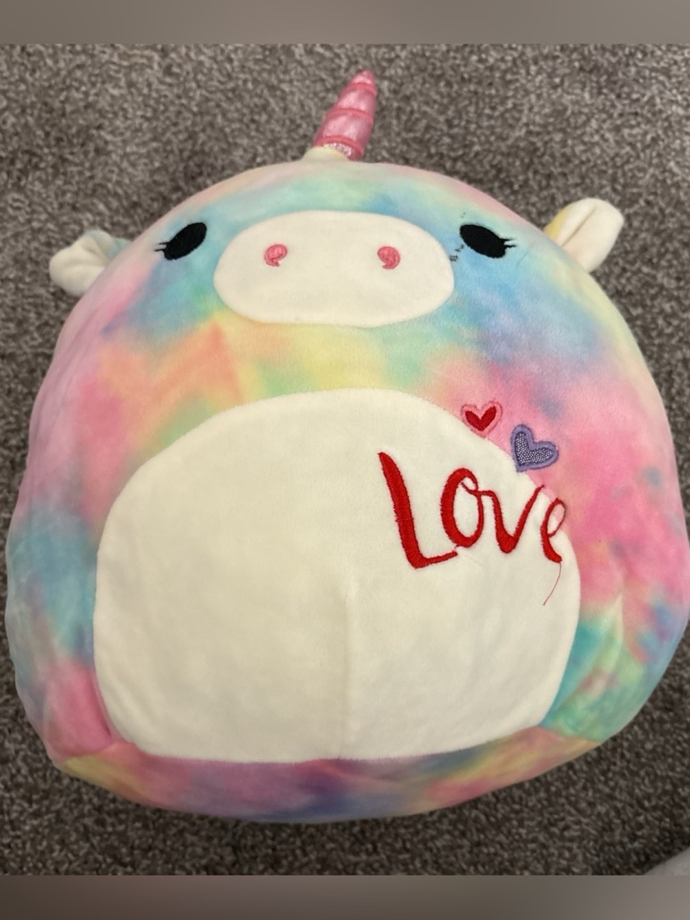 Squishmallows Multicolor Unicorn Plush with Love Embroidery
